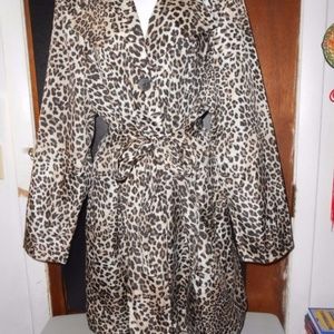 Chicos Animal Trench Kitty Short Trench Coat XXL